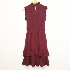 Avec Les Filles Women's Ruffled Mock Neck Dress